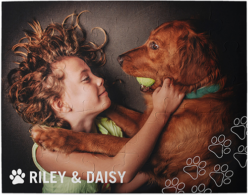 Paw Prints Kids Puzzle, Thick Puzzle Board, 30 pieces, Rectangle, Kids Puzzle, White, white