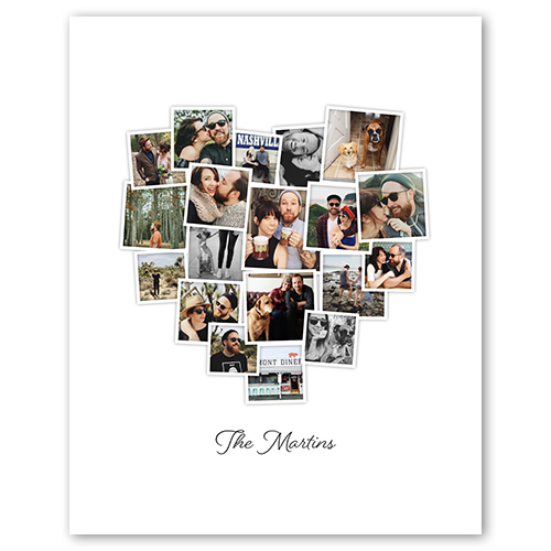 Tilted Heart Collage Portrait, -16x20-White