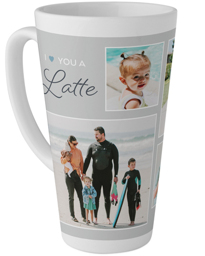 Love Latte Tall Latte Mug, 17oz, Gray