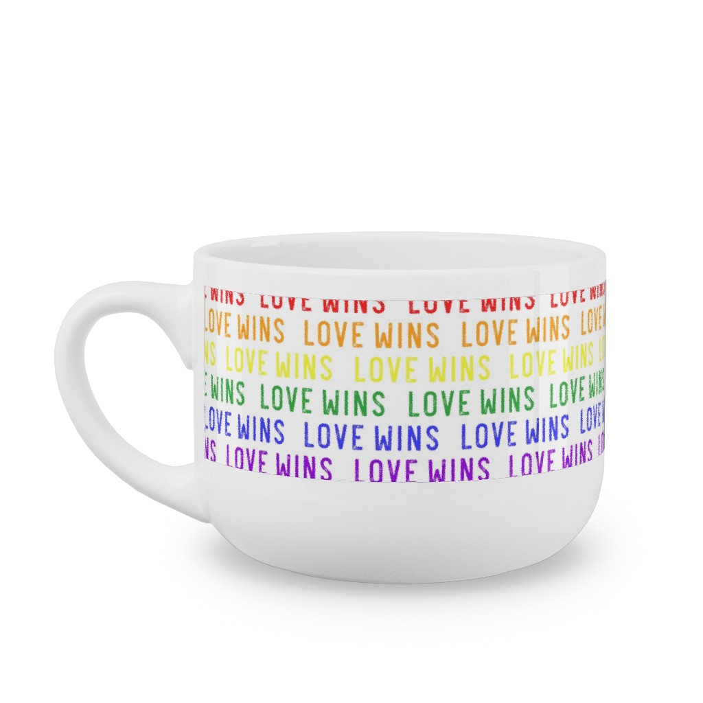 Love Wins Rainbow Latte Mug, White,  , 25oz, Multicolor