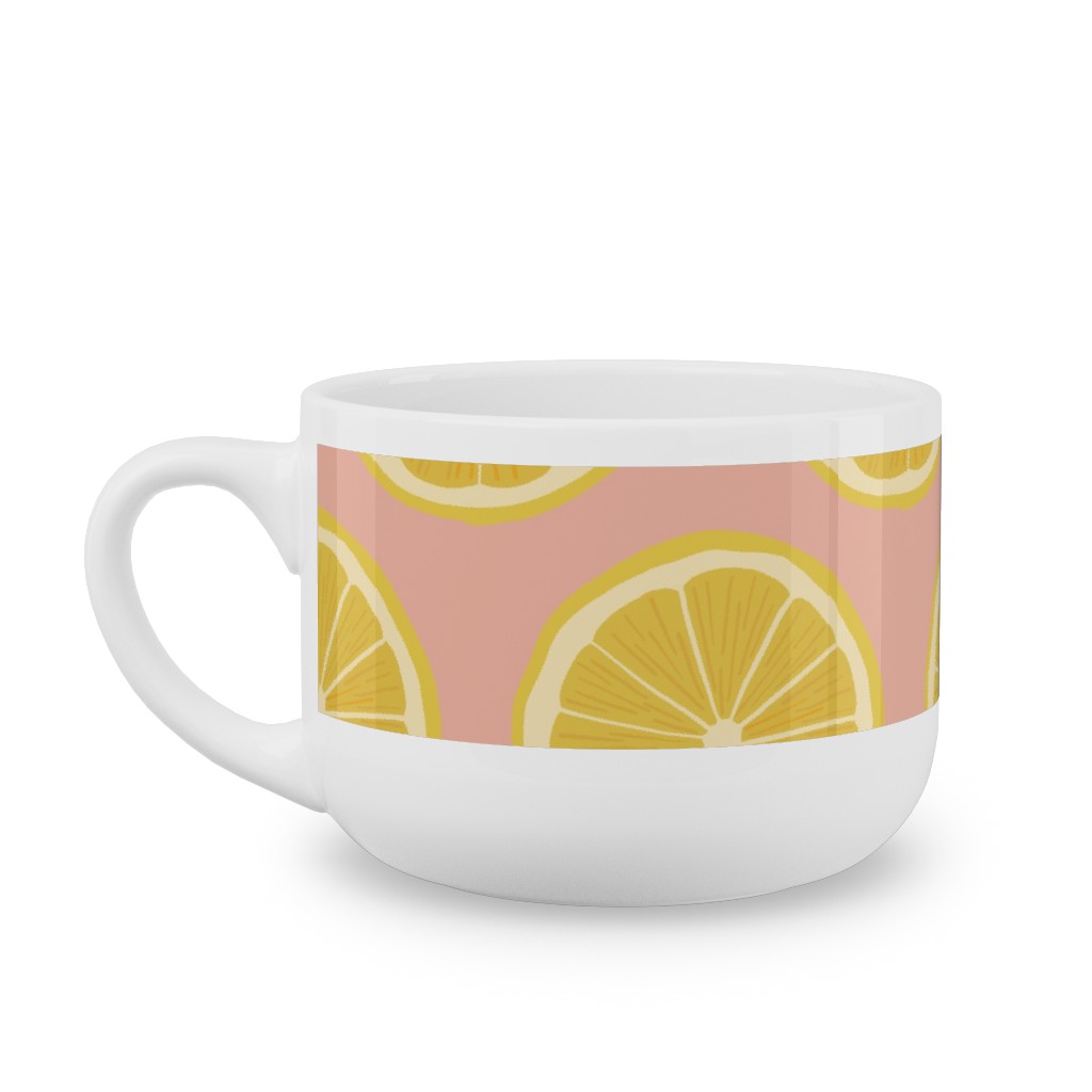 Lemon - Pink Latte Mug, White,  , 25oz, Pink