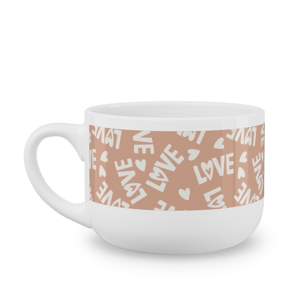 Retro Love - Muted Pink Latte Mug, White,  , 25oz, Pink