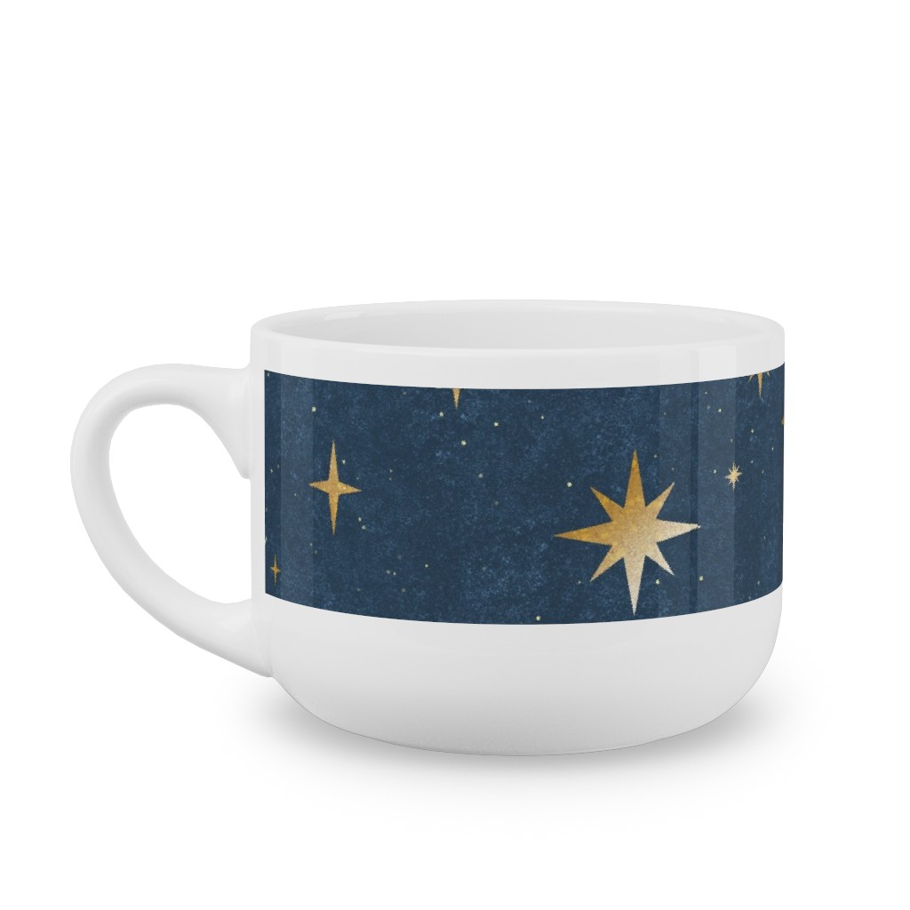 Art Deco Starbursts - Blue Latte Mug, White,  , 25oz, Blue