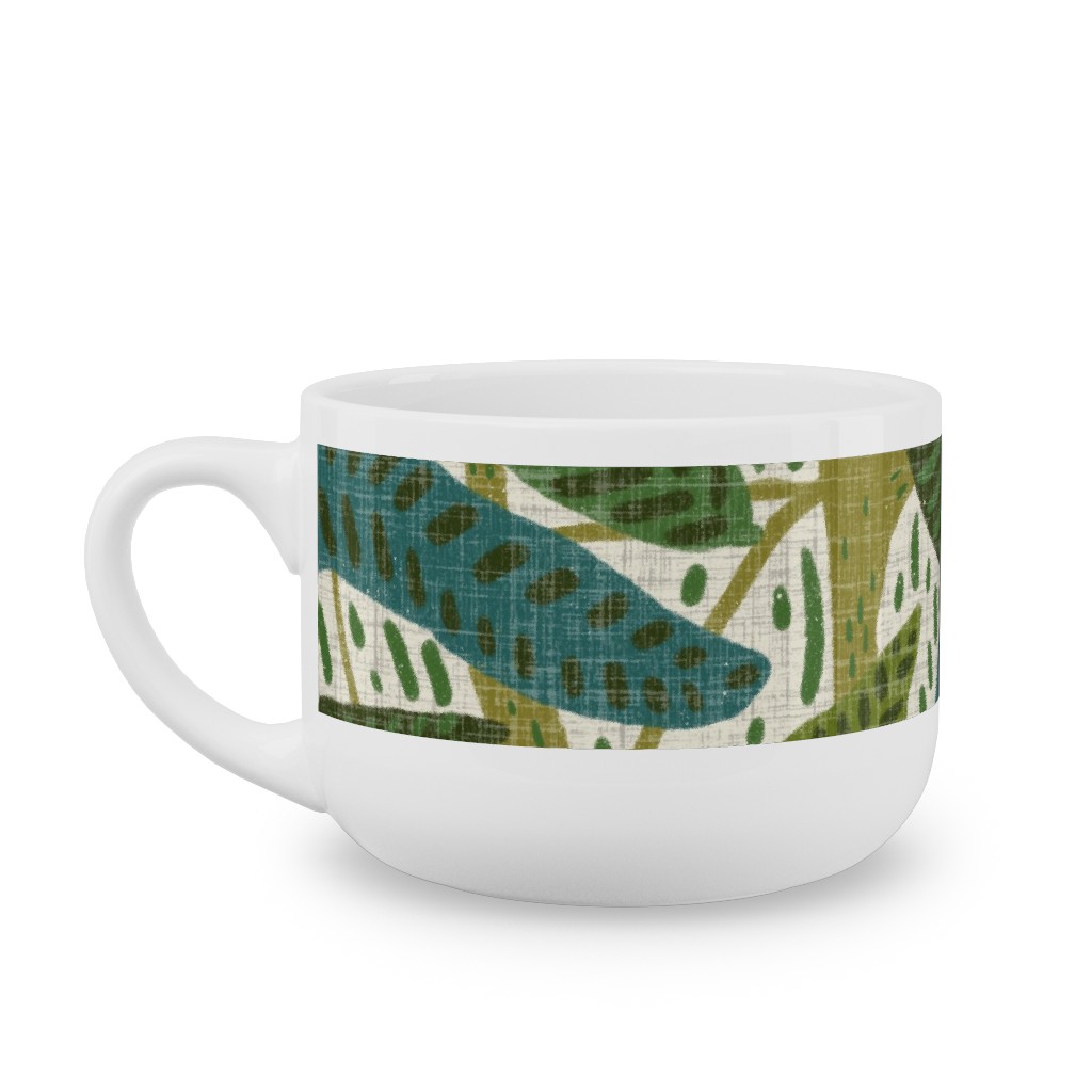 Jungle Foliage - Green Latte Mug, White, , 25oz, Green, Classic Green