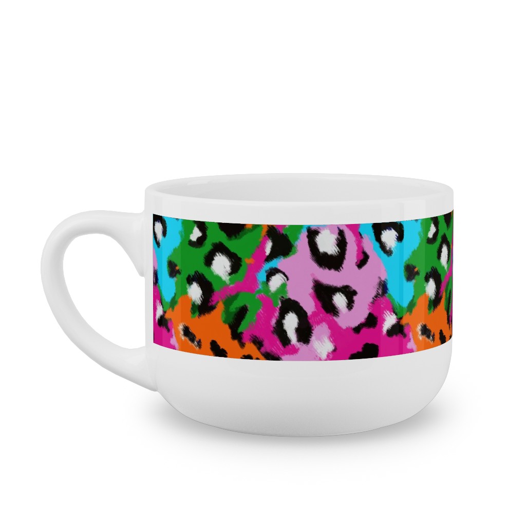 Leopard Print - Multi Latte Mug, White,  , 25oz, Multicolor