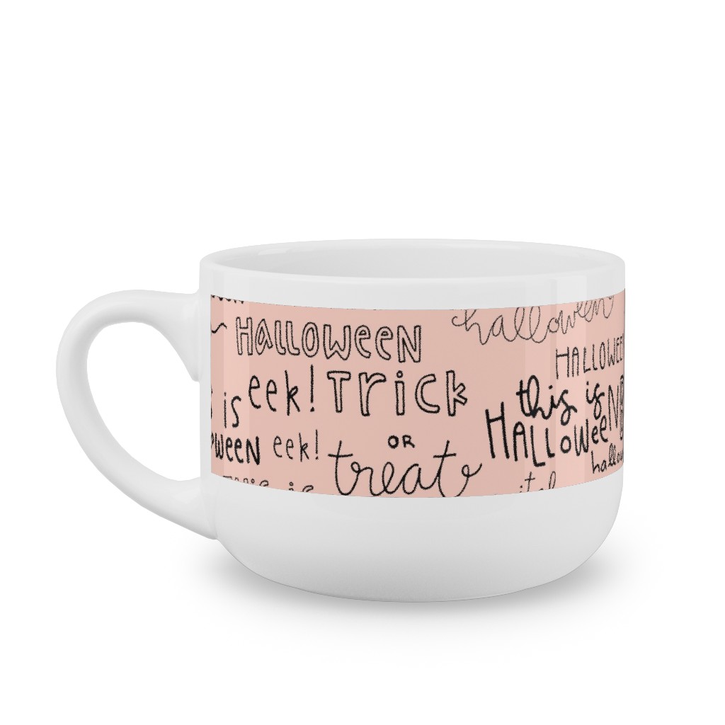 Halloween Words - Black Latte Mug, White,  , 25oz, Pink