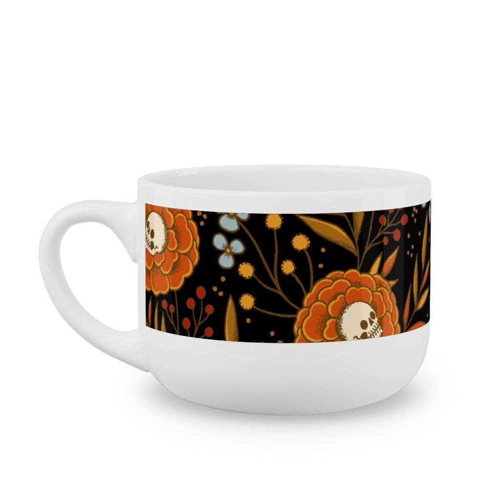 Halloween Floral - Multi Latte Mug, White,  , 25oz, Multicolor