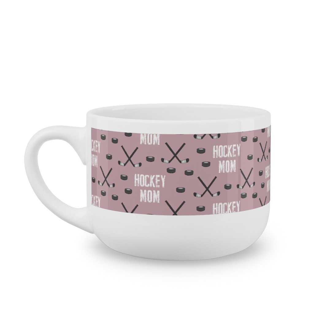 Hockey Mom - Mauve Latte Mug, White,  , 25oz, Pink