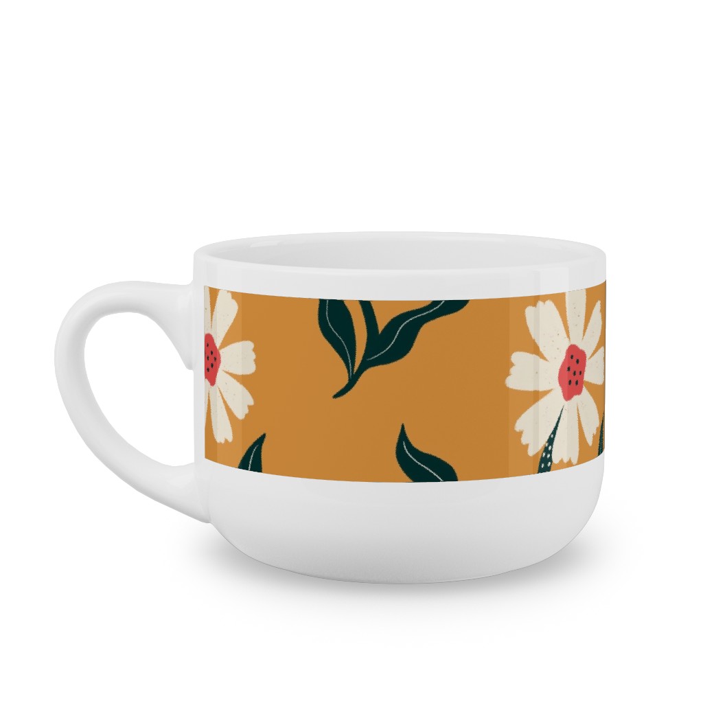 Flower Power - Orange Latte Mug, White,  , 25oz, Yellow