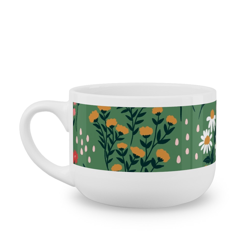 Flowerbed Latte Mug, White,  , 25oz, Green