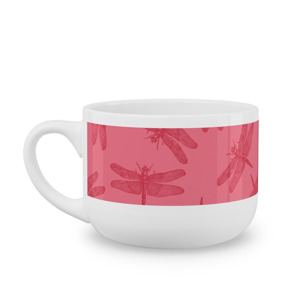 Vintage Dragonfly - Pink Latte Mug, White,  , 25oz, Pink