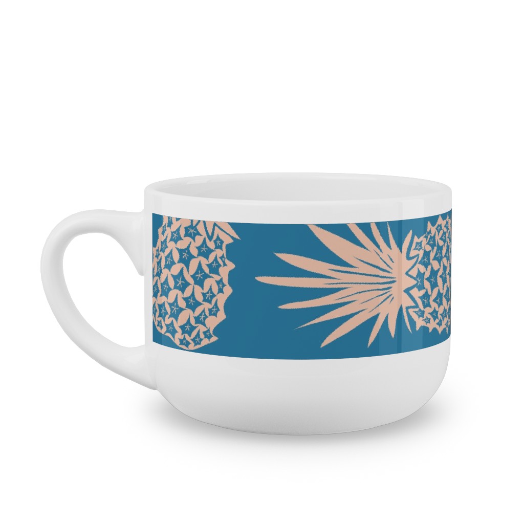 Pineapples Latte Mug, White,  , 25oz, Blue
