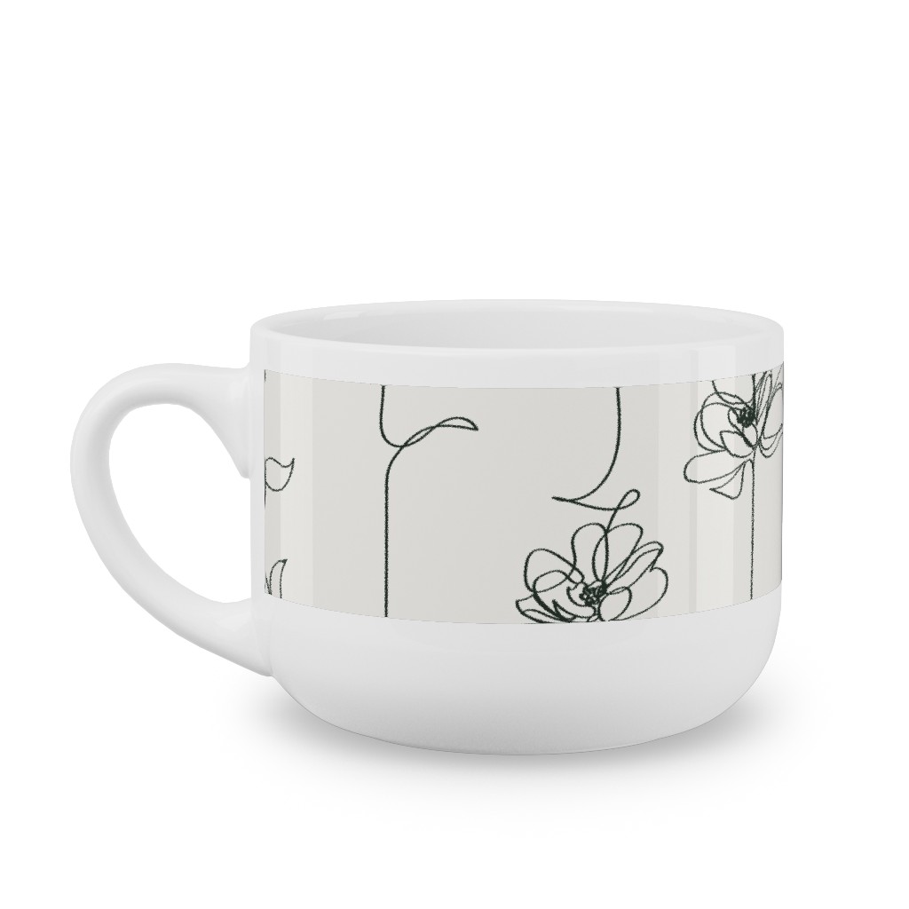 One Line Floral - Light Latte Mug, White,  , 25oz, White