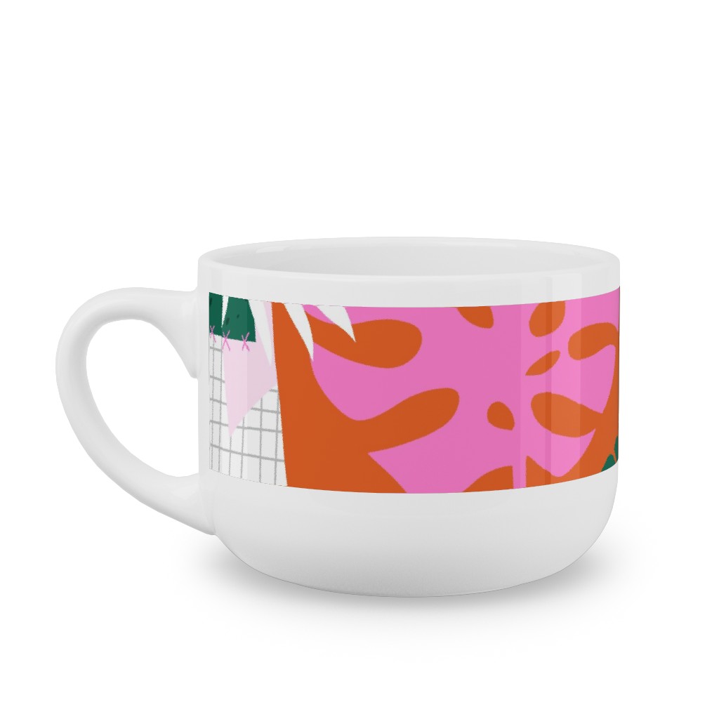 Palm Leaves Patchwork Summer Collage - Multi Latte Mug, White, , 25oz, Multicolor
