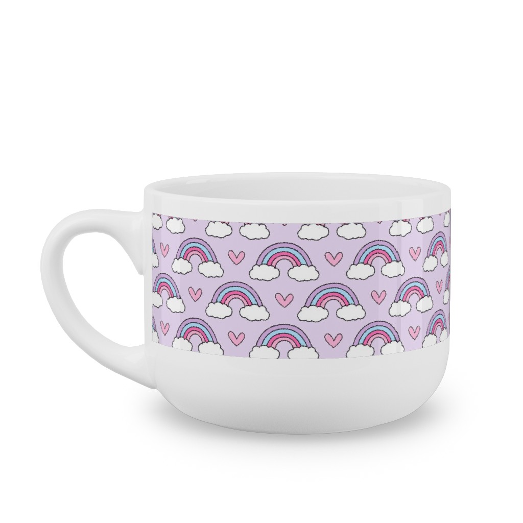 Rainbow Seamless - Purple Latte Mug, White,  , 25oz, Purple