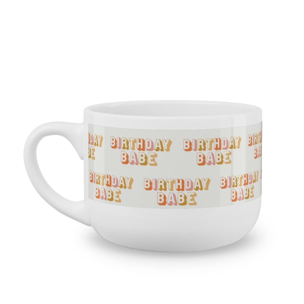 Birthday Babe - Cute Retro Letters - Neutral Latte Mug, White,  , 25oz, Yellow