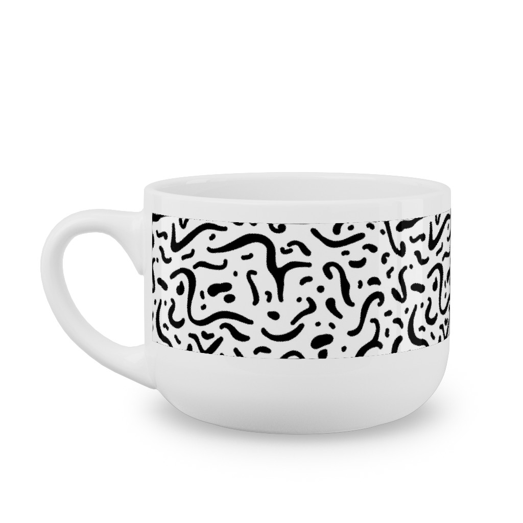 Squiggly - Black and White Latte Mug, White,  , 25oz, Black