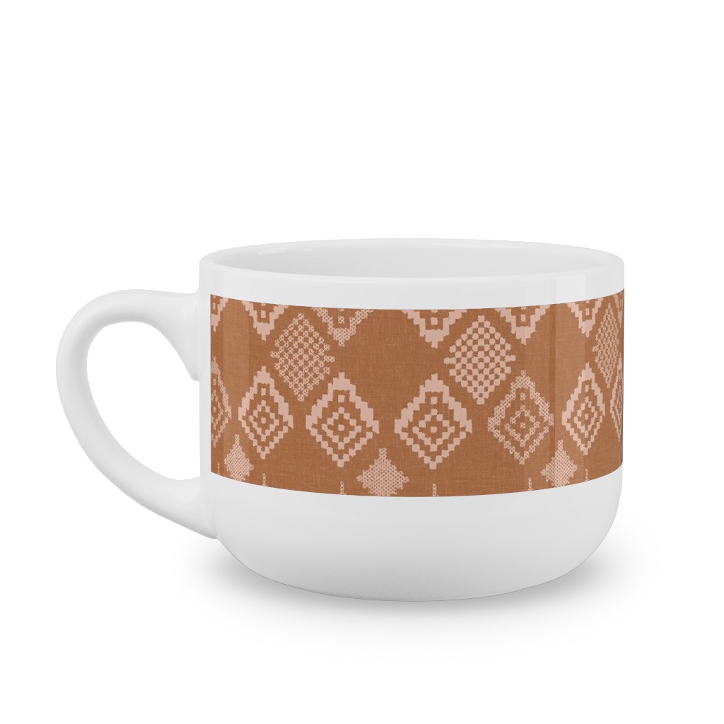 Boho Fair Isle - Rust Latte Mug, White,  , 25oz, Orange