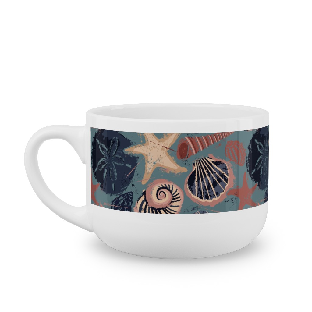 Seashells and Slate - Multi Latte Mug, White,  , 25oz, Multicolor