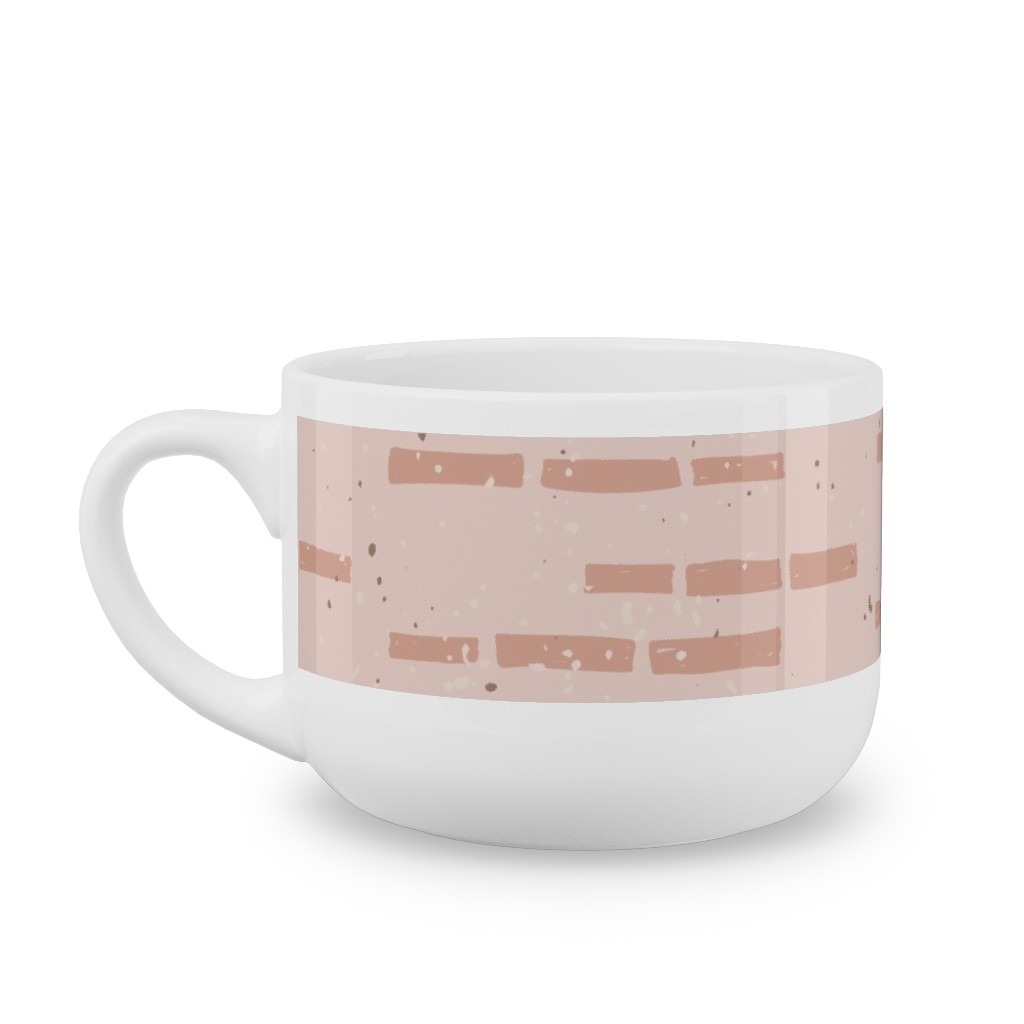 Boho Tribal Dashed Geometric - Pink Latte Mug, White, , 25oz, Pink, Bright Pink