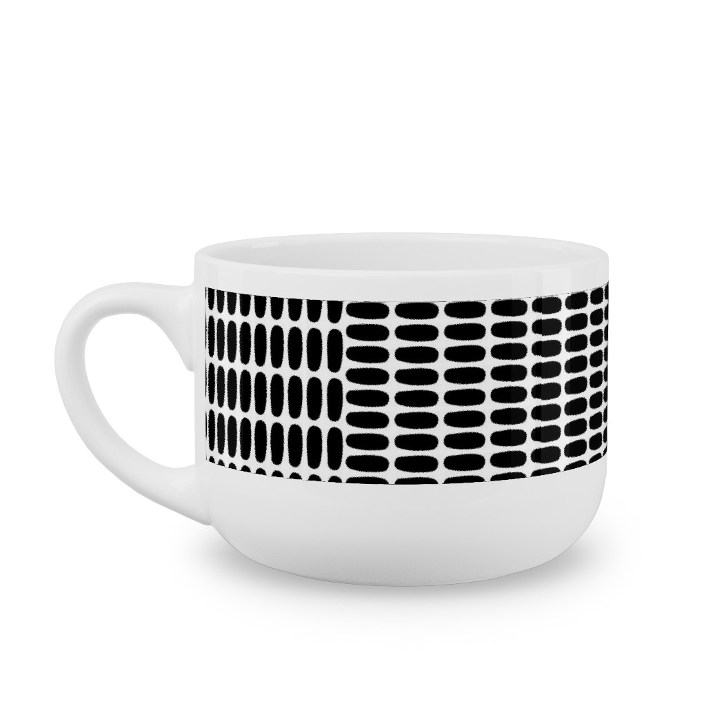 Basketweave - Neutral Latte Mug, White,  , 25oz, Black