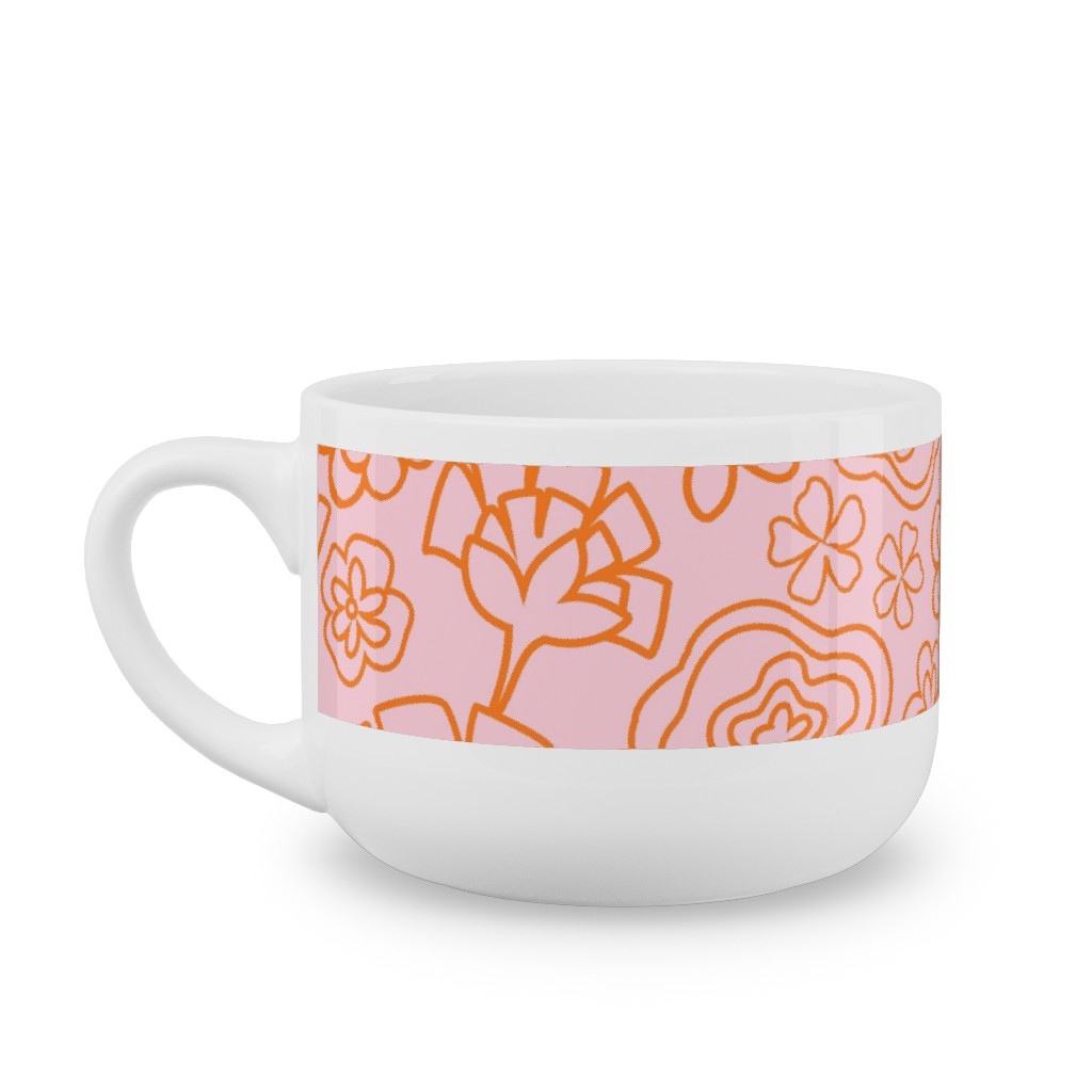 Flower Confetti - Pink Latte Mug, White,  , 25oz, Pink