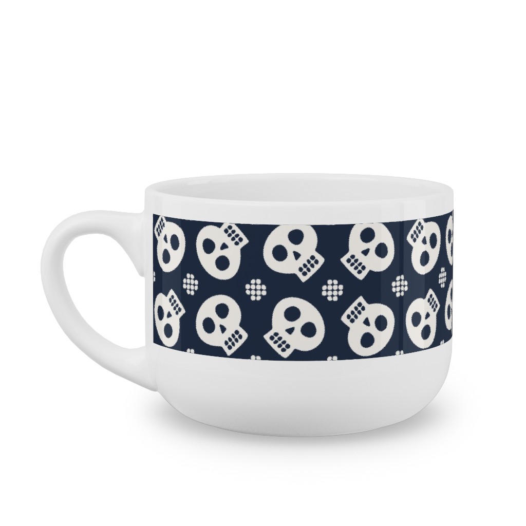 Halloween Skulls Latte Mug, White, , 25oz, Black, Silhouette