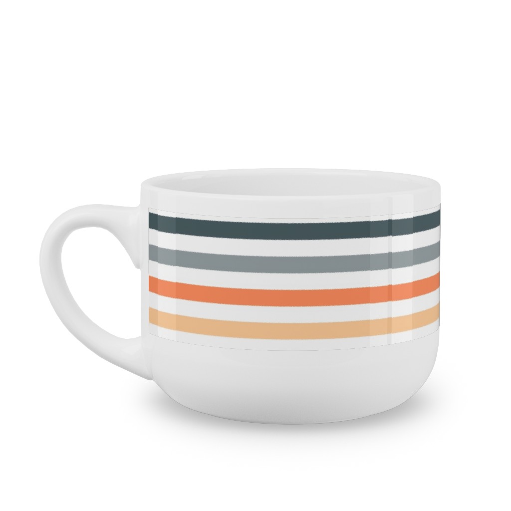 Multicolor Stripes - Warm Latte Mug, White, , 25oz, Multicolor