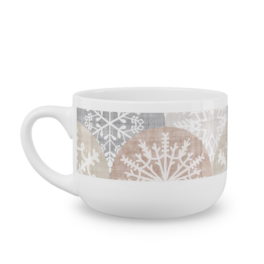 Winter Snowflake Scales - Neutral Latte Mug, White, , 25oz, Beige, Pearl