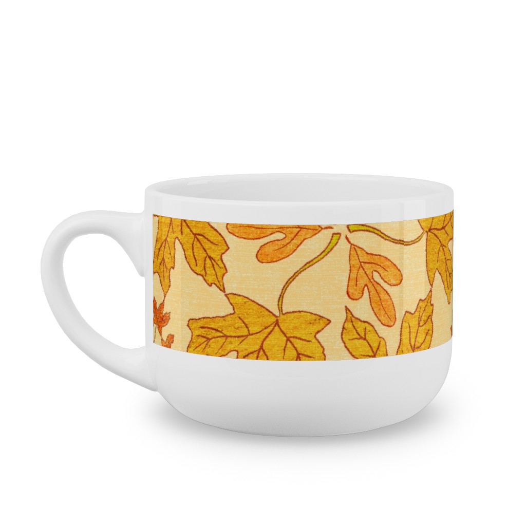 Autumn Leaf Kaleidoscope Latte Mug, White,  , 25oz, Orange