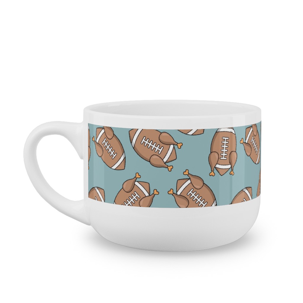 Turkey Football Latte Mug, White, , 25oz, Blue, Silver