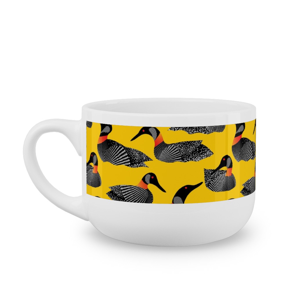 Common Loon of Canada - Yellow Latte Mug, White, , 25oz, Yellow, Classic Yellow