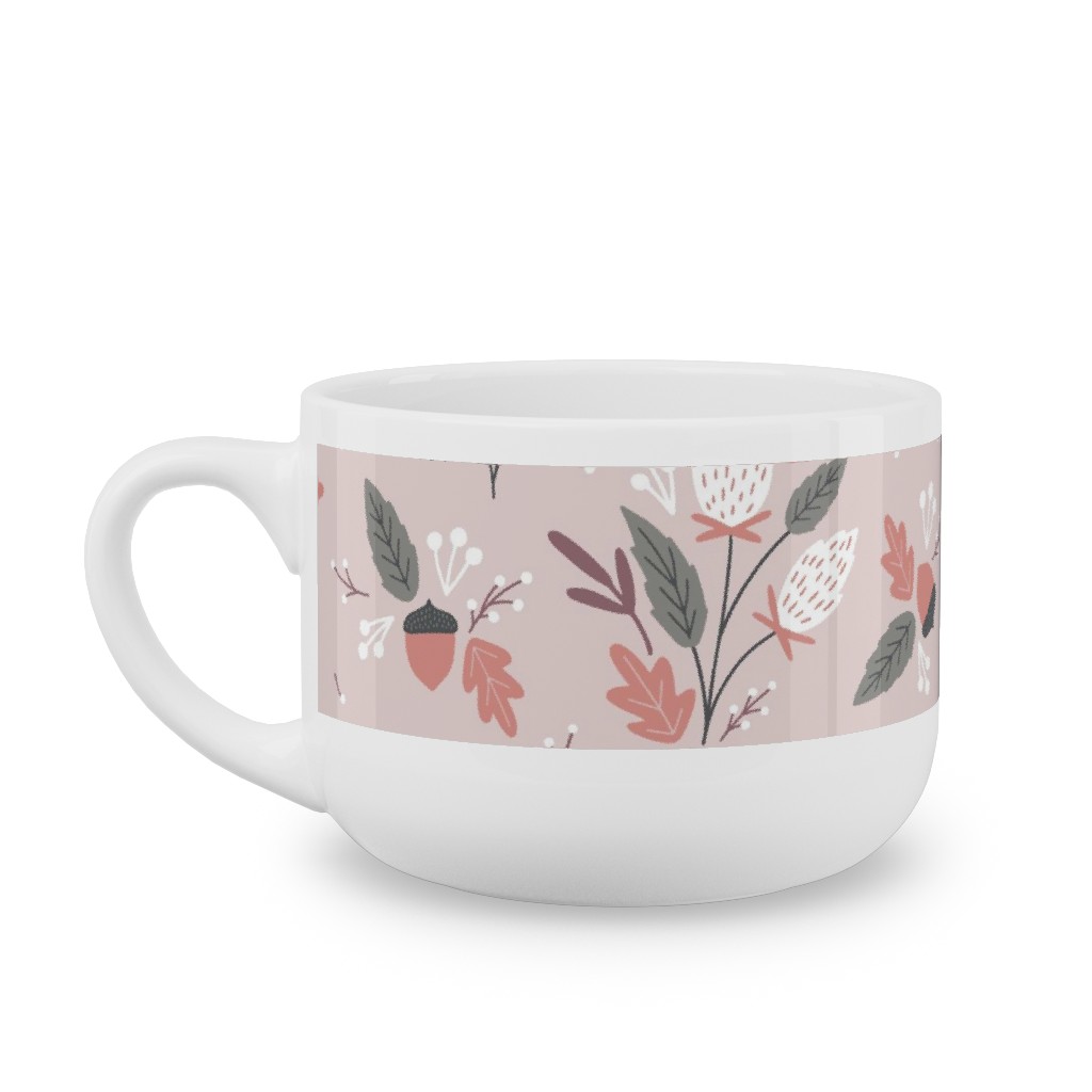 Fall Foliage - Pink Latte Mug, White, , 25oz, Pink, Bright Pink