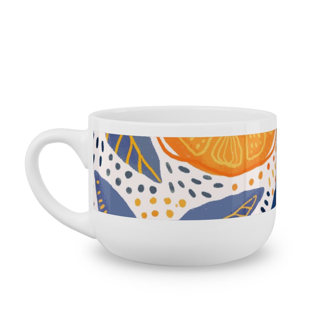 Give Me Those Lemons - Blue and Yellow Latte Mug, White, , 25oz, Yellow, Classic Yellow