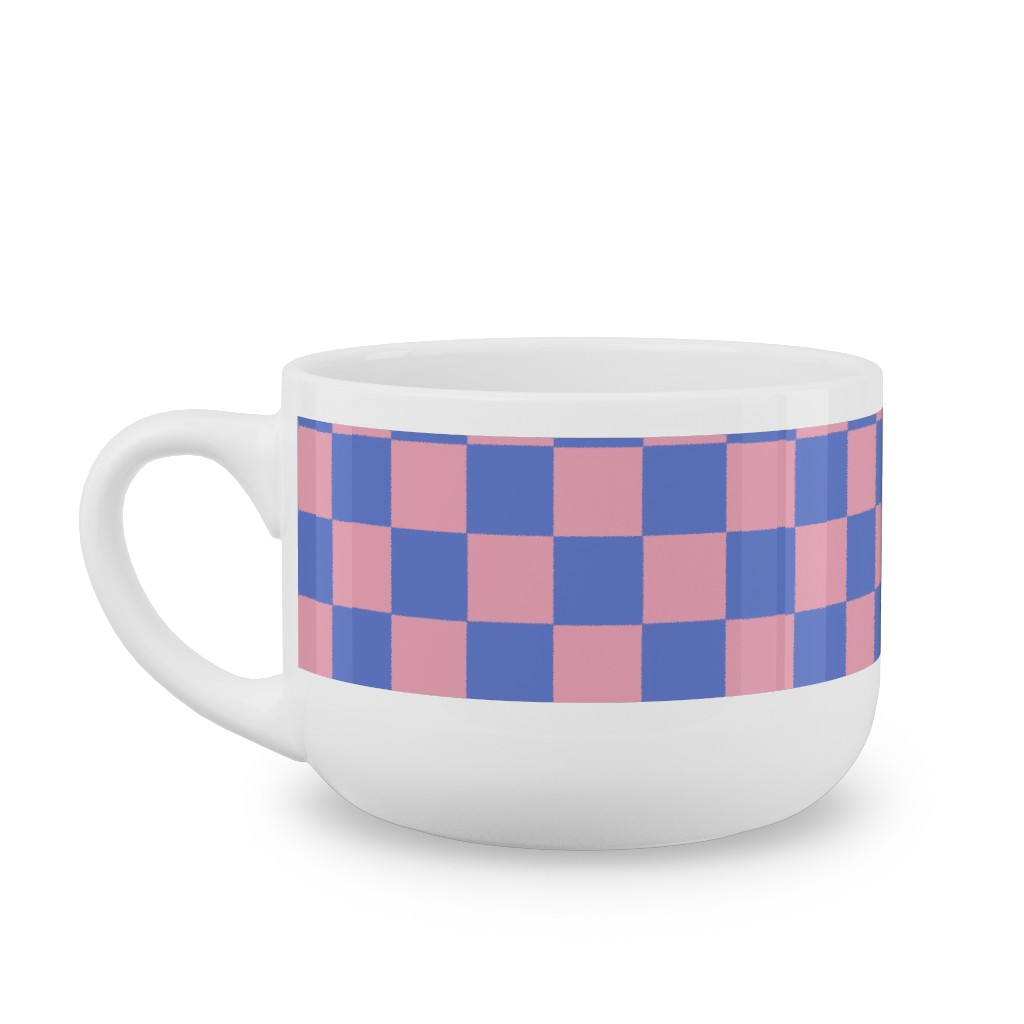 Fun Checkers - Pink and Purple Latte Mug, White,  , 25oz, Pink