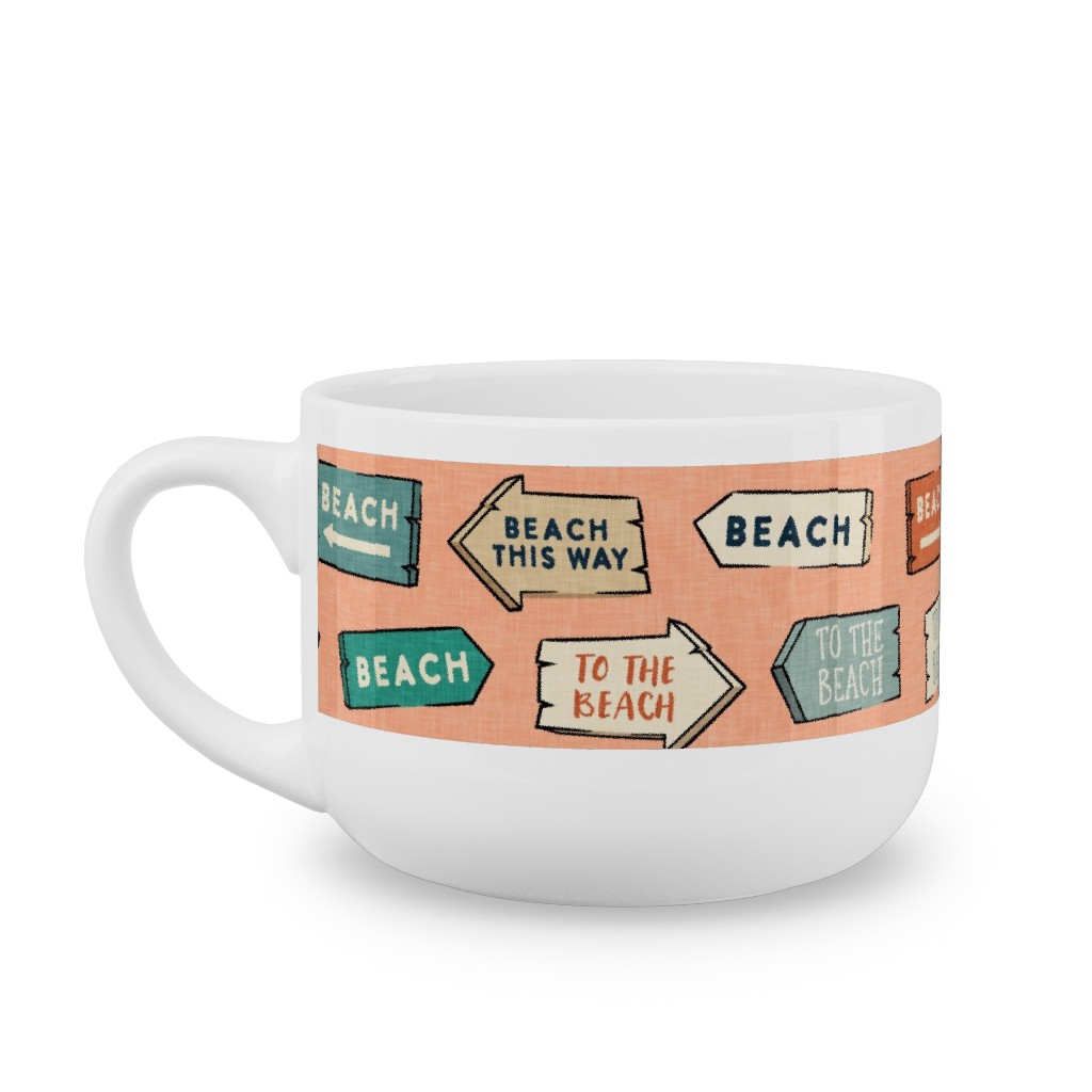 Beach Signs - To the Beach - Peach Latte Mug, White,  , 25oz, Orange