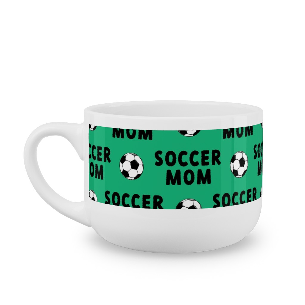 Soccer Mom - Green Latte Mug, White,  , 25oz, Green