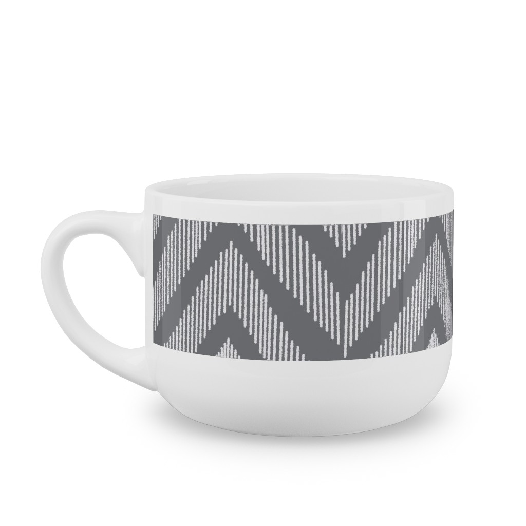Ikat Latte Mug, White, , 25oz, Gray, Slate