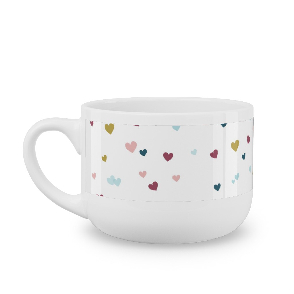 Confetti Hearts - White and Multi Latte Mug, White,  , 25oz, Multicolor