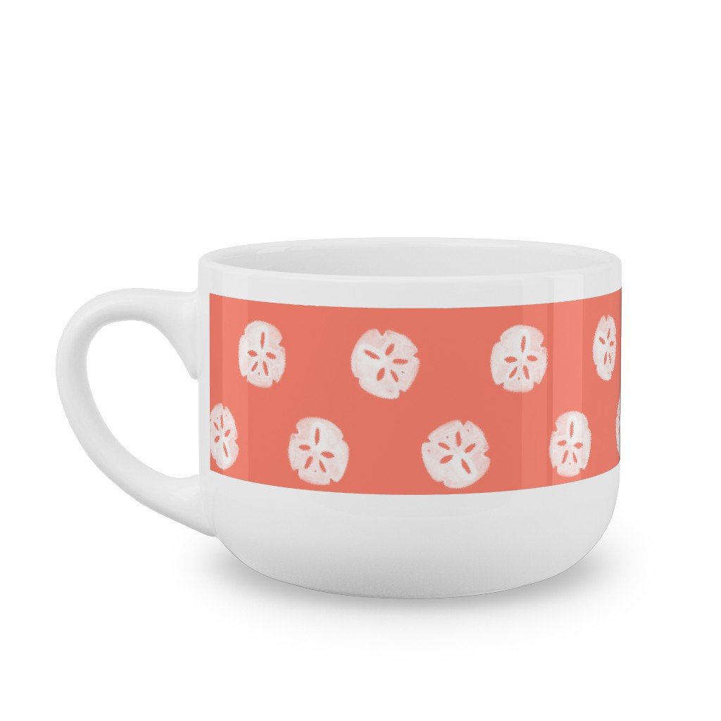 Sand Dollars - Coral Latte Mug, White, , 25oz, Orange, Orange