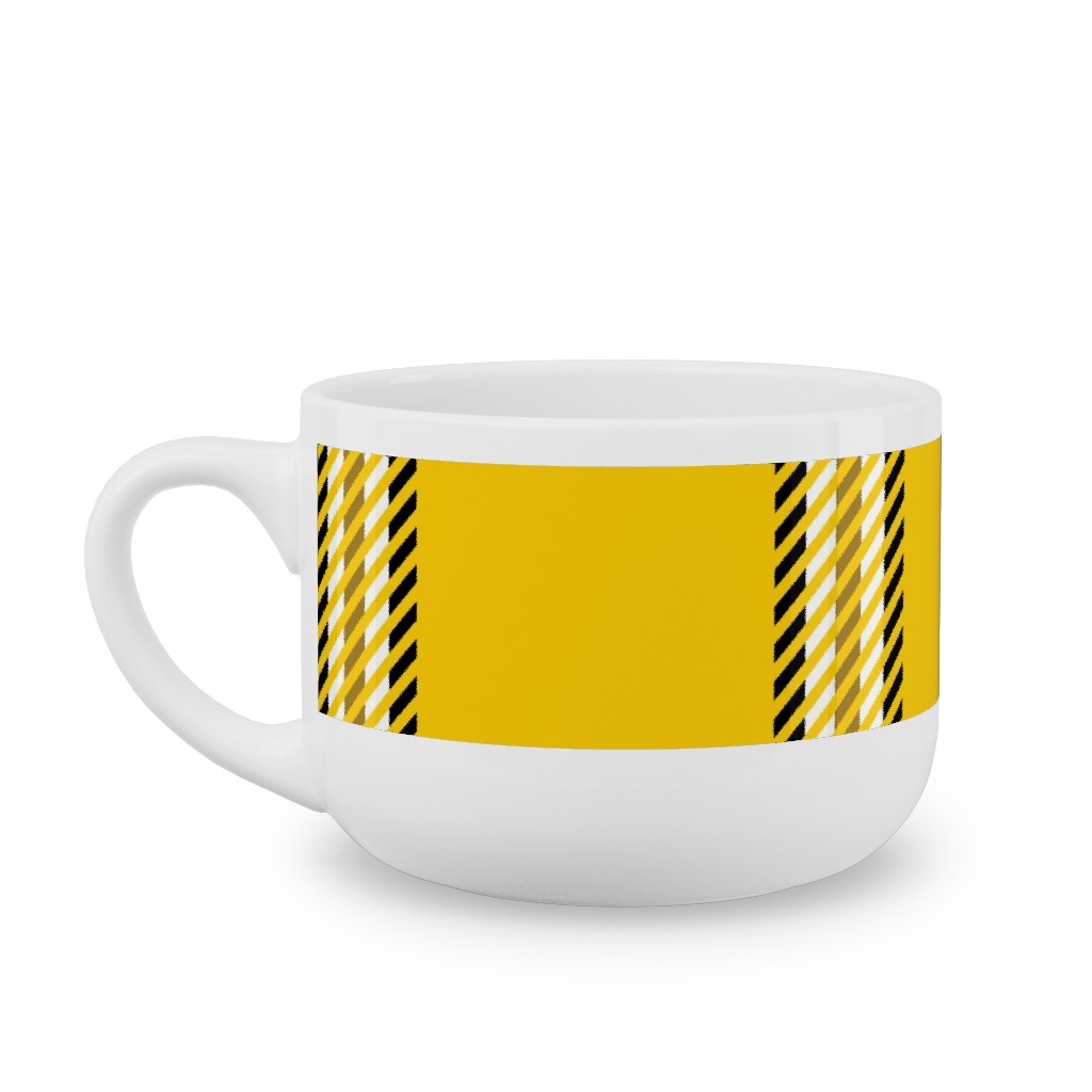 Cher's Plaid Latte Mug, White, , 25oz, Yellow, Classic Yellow