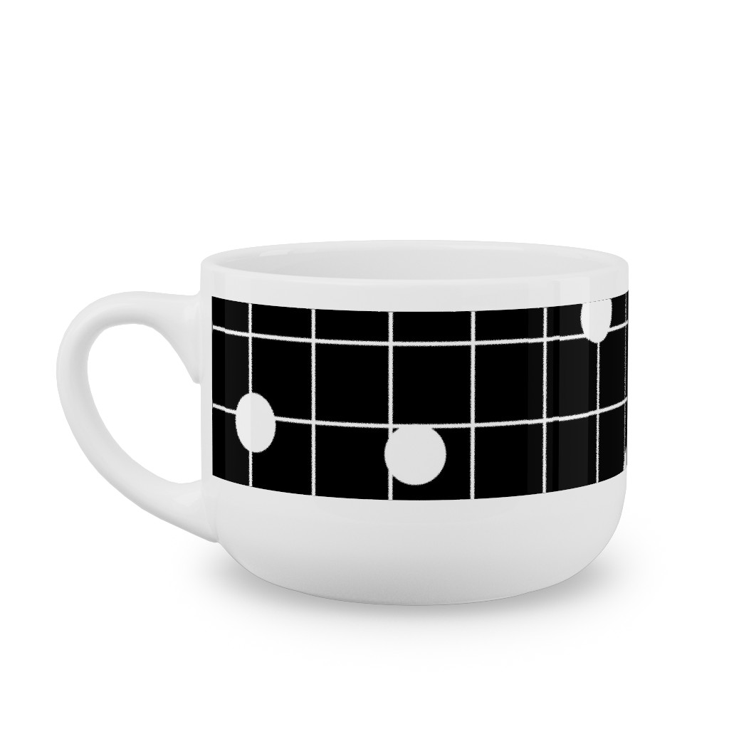 Dot Line - Black and White Latte Mug, White,  , 25oz, Black