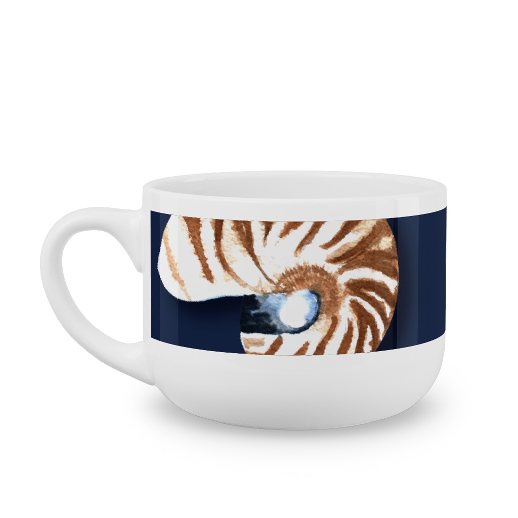 Nautilus - Indigo Latte Mug, White,  , 25oz, Blue