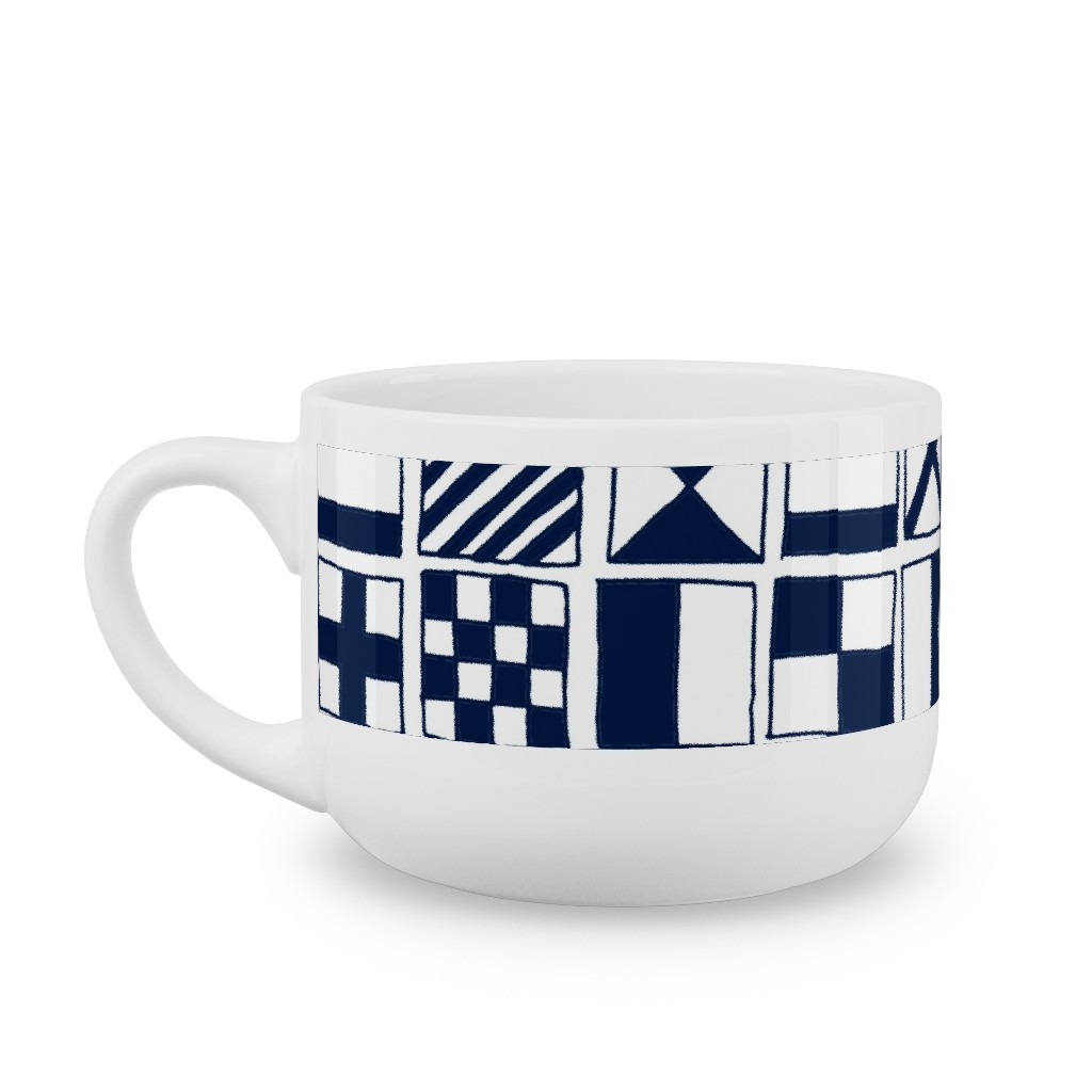 Sailing Flags - Navy Blue Latte Mug, White,  , 25oz, Blue