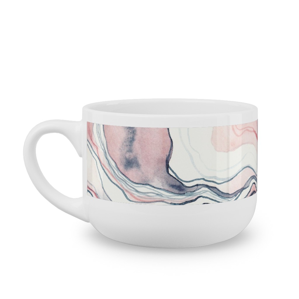 Watercolor Marble Latte Mug, White,  , 25oz, Pink