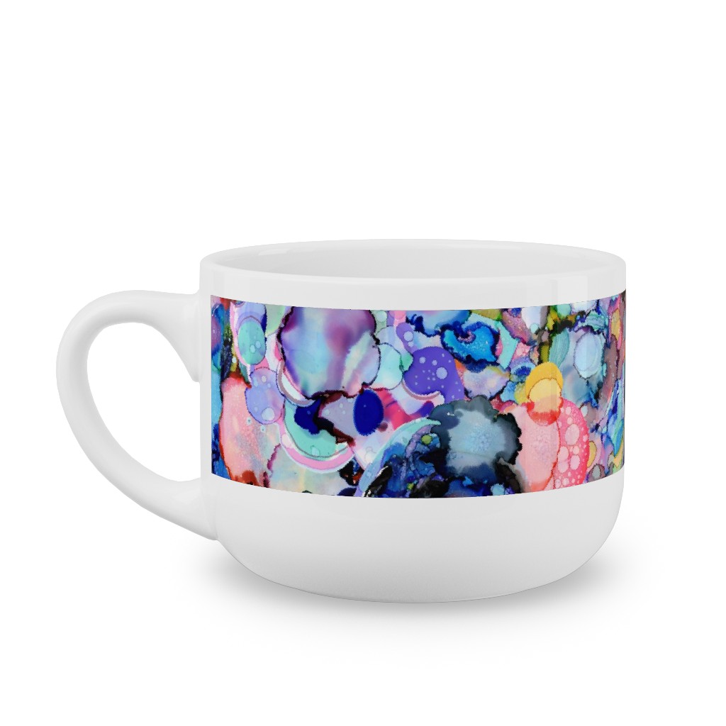 Rainbow Ink Abstract - Multi Latte Mug, White,  , 25oz, Multicolor