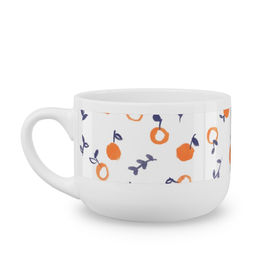 Whimsical Watercolor Orange Latte Mug, White,  , 25oz, Orange