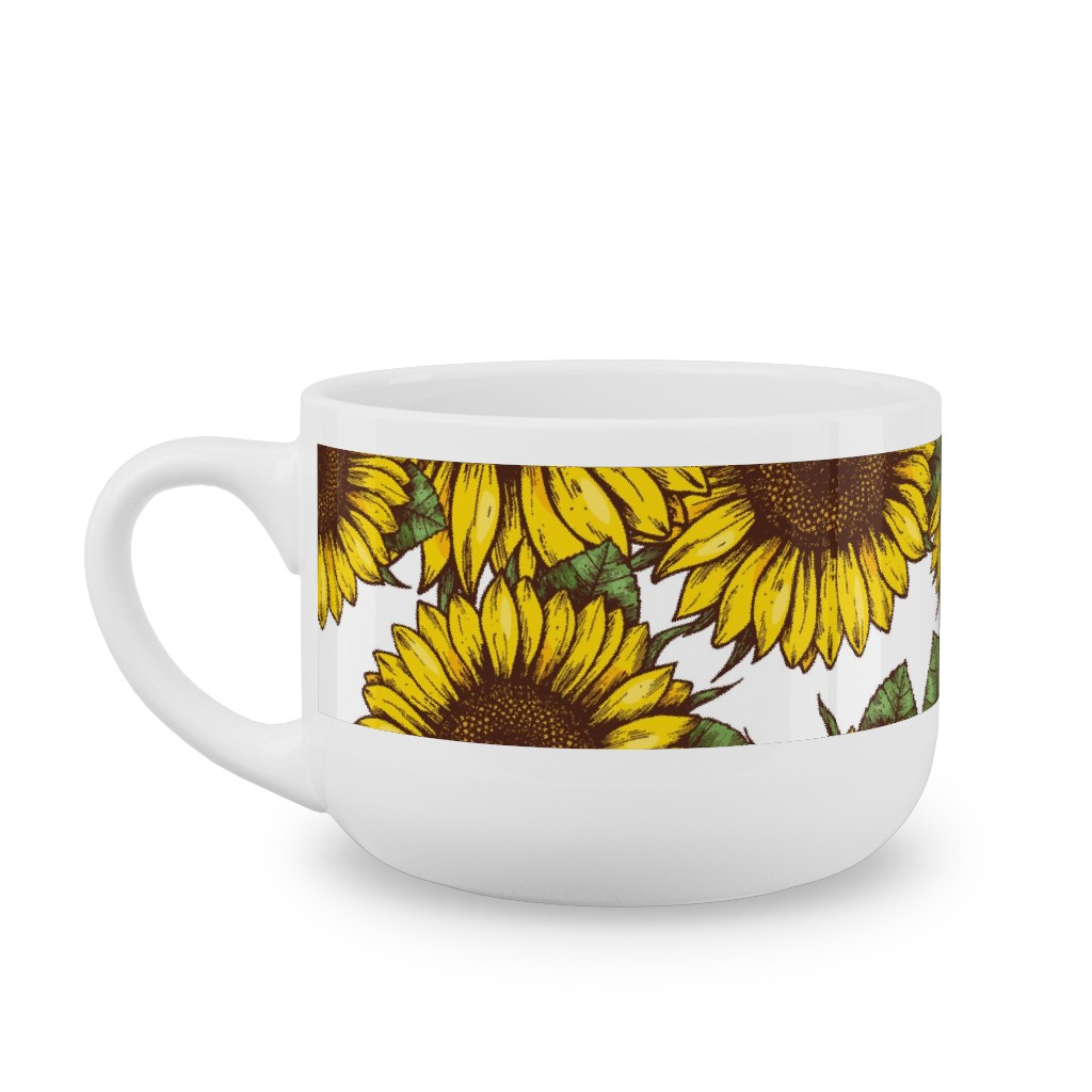 Sunflowers Latte Mug, White,  , 25oz, Yellow