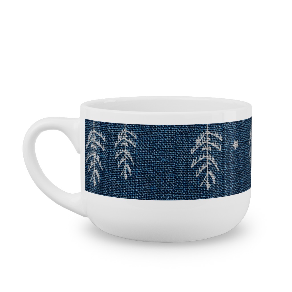 Arctic Night Forest - Navy Latte Mug, White,  , 25oz, Blue