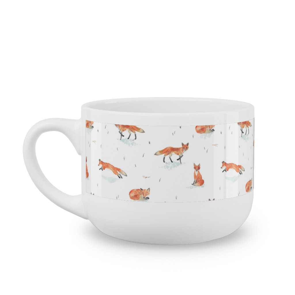 Winter Fox - White Latte Mug, White,  , 25oz, Orange